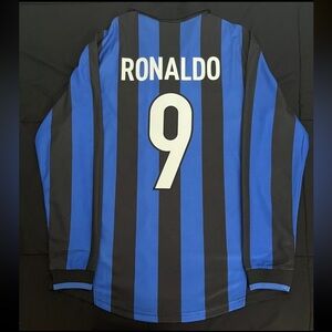 Ronaldo #9 Inter Milan 1998 M-XL Home Soccer Jersey Longsleeve